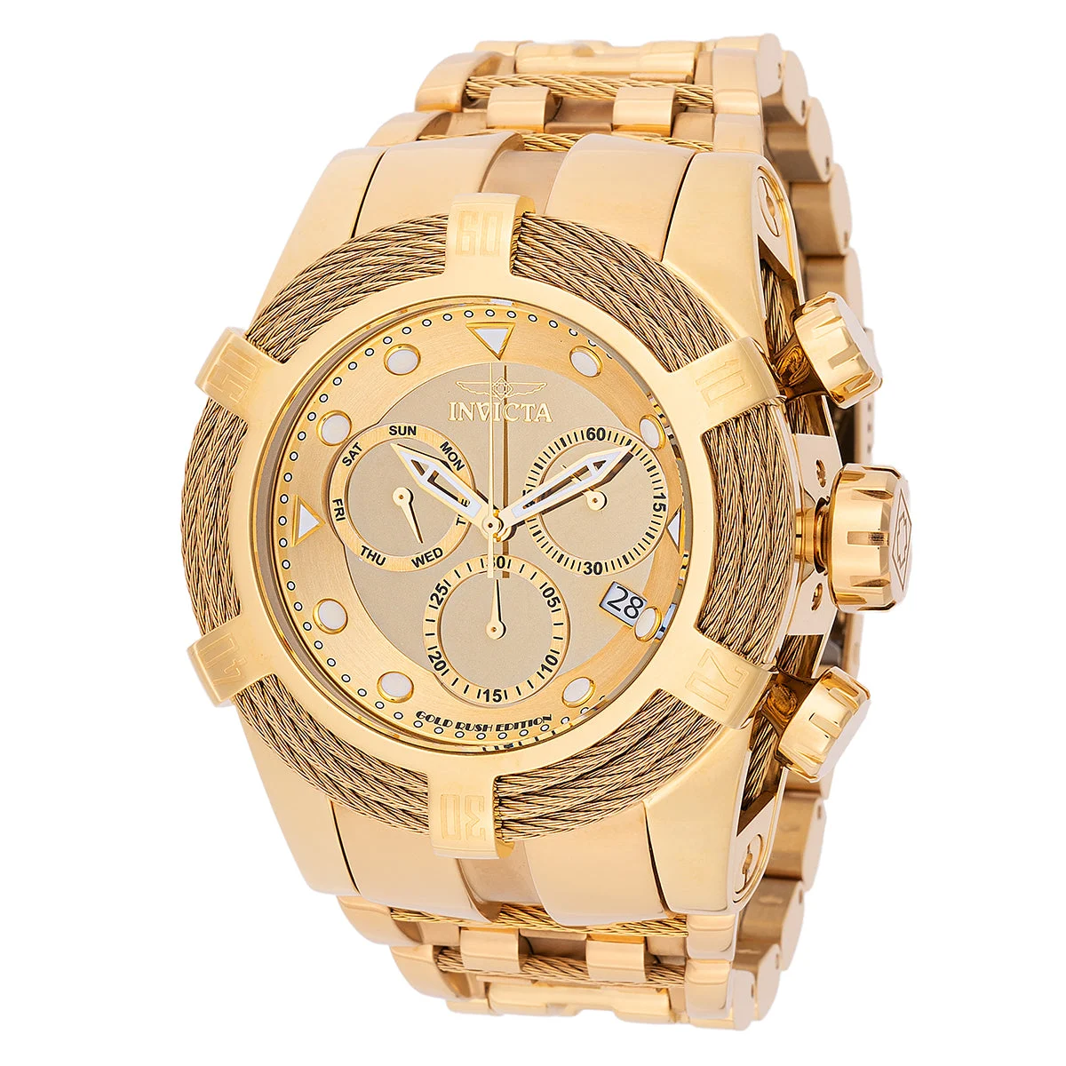 Invicta Bolt Gold Rush Swiss Ronda Z60 Caliber Watch - 53mm. Gold (48604) kol saati