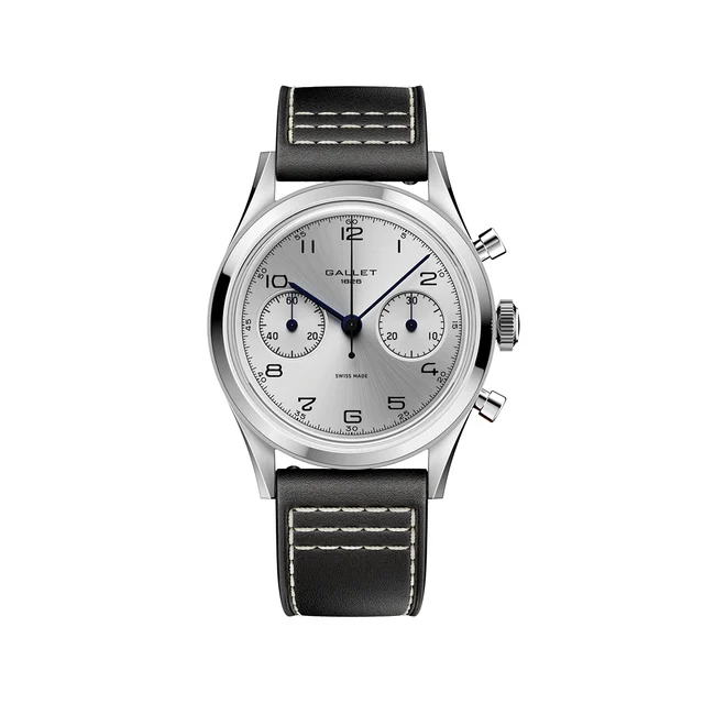 Gallet Classics G09 Tribute to Silverlight 38mm - Silver on Leather Strap AG0910121G1X1 ko