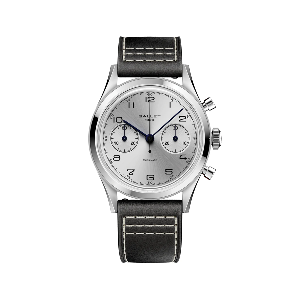 Gallet Classics G09 Tribute to Silverlight 38mm - Silver on Leather Strap AG0910121G1X1 38 mm kol saati