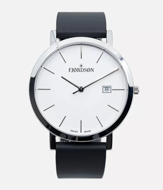 Fjordson White Dial With Black Rubber Strap - Watch #9142 | White Dial With Black Rubber S