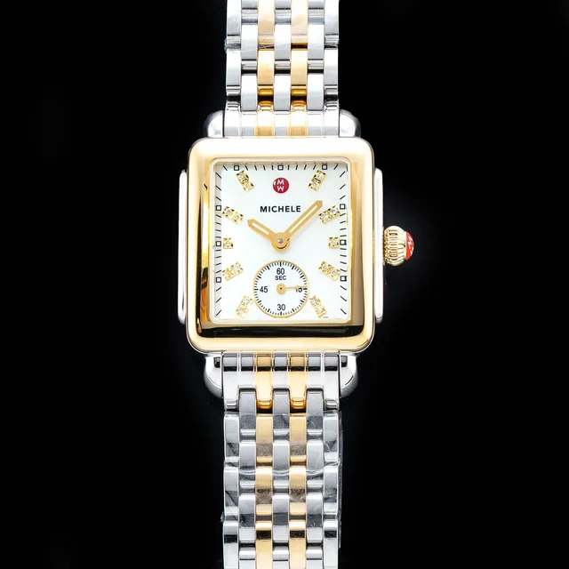 Michele Watches Michele Deco Mid Two-Tone Diamond Dial Watch MWW06V000042 210009N35333 kol
