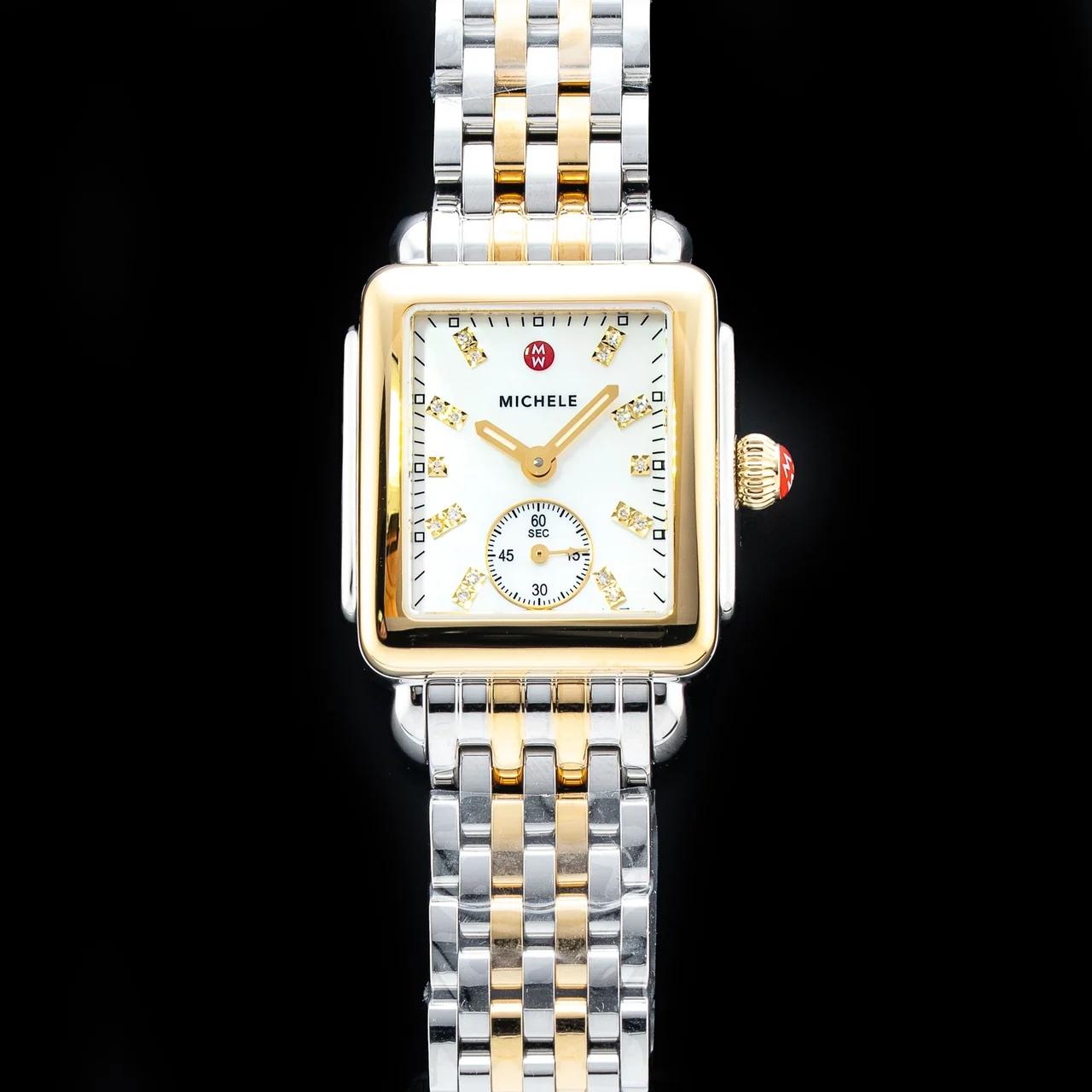 Michele Watches Michele Deco Mid Two-Tone Diamond Dial Watch MWW06V000042 210009N35333 29 mm kol saati