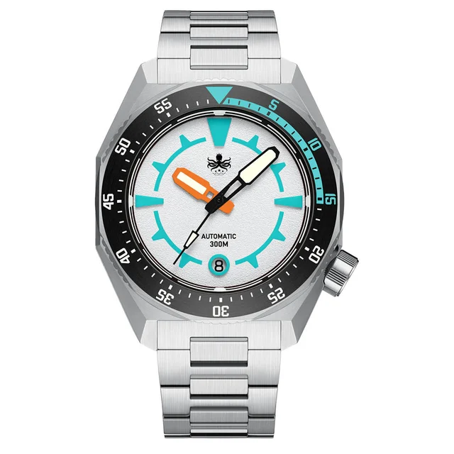 Phoibos Depth Hunter 300M Automatic Diver with White Dial #PY060E kol saati