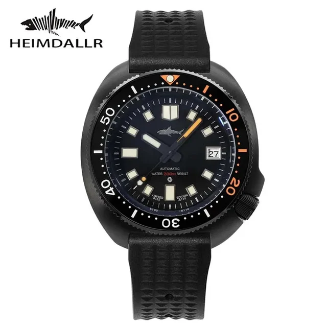 Tandorio Black PVD 6105 Diver Watch Heimdallr Turtle 44mm Japan NH35 Automatic 200M Waterp