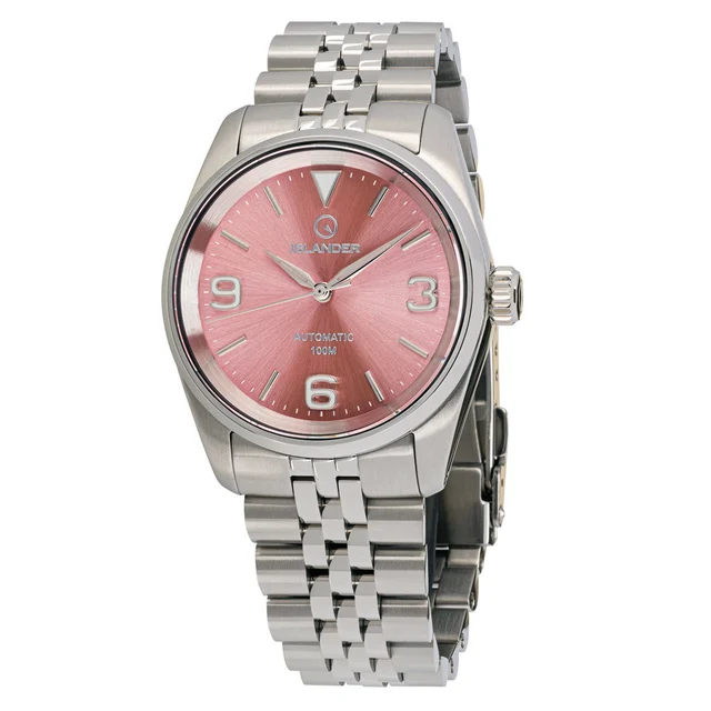 Islander Manhasset 36mm Automatic Watch with Sunburst Pink Dial #ISL-218 kol saati