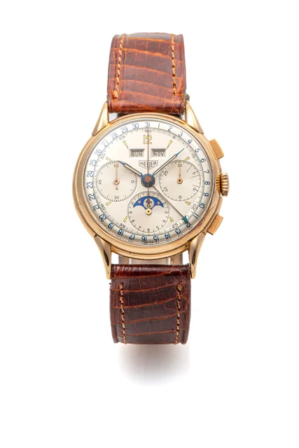 Heuer HEUER, REF. 4305, TRIPLE DATE CHRONOGRAPH MOONPHASE, PINK GOLD kol saati