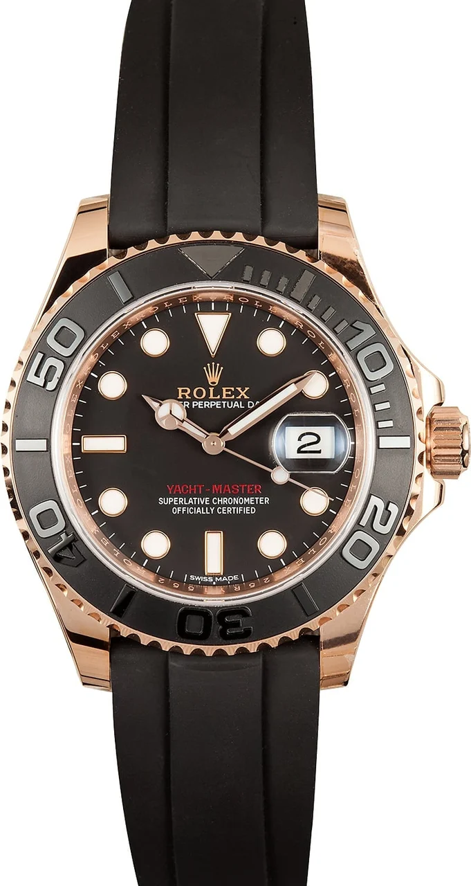 Rolex Everose Yacht-Master 116655 Oysterflex Band 116655BKSRS 40 mm kol saati