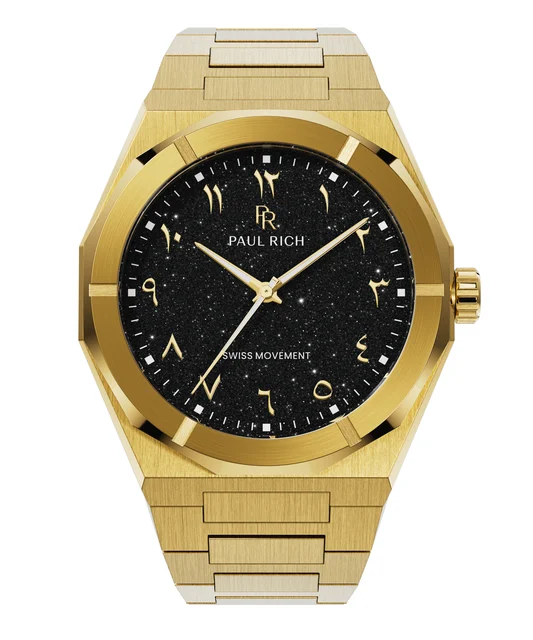Paul Rich Star Dust II PR88IIBlackArabic - Gold kol saati