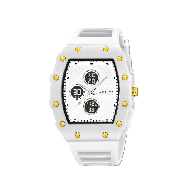 Activa Invicta Digital Essentials Watch - 42.8mm, White (ACW2605-006) kol saati