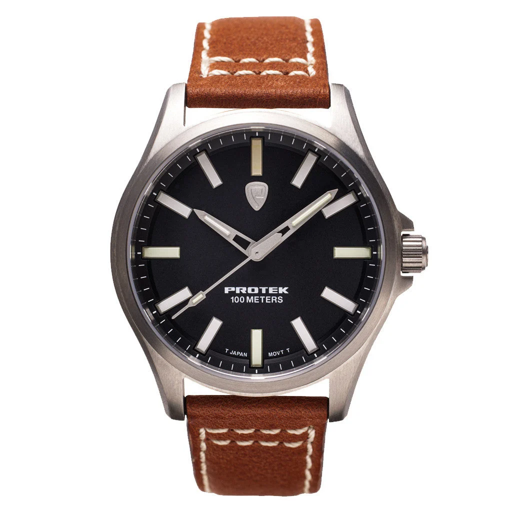Protek Titanium Field Watch 3000 Series with Tritium T100 Tubes and Black Dial #PT3001 kol saati