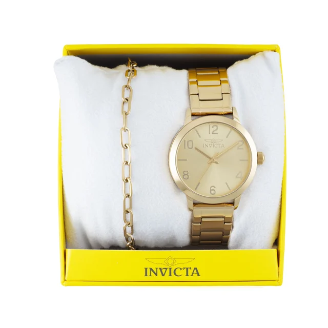 Invicta Wildflower Watch - 34mm, Gold, With Bracelet Set (47271) kol saati