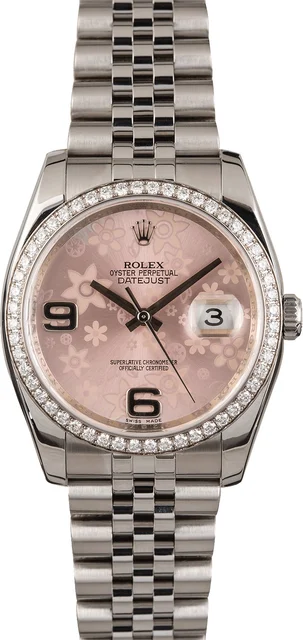 Rolex Floral Datejust 116244 Diamond Bezel T 116244PFAJ kol saati
