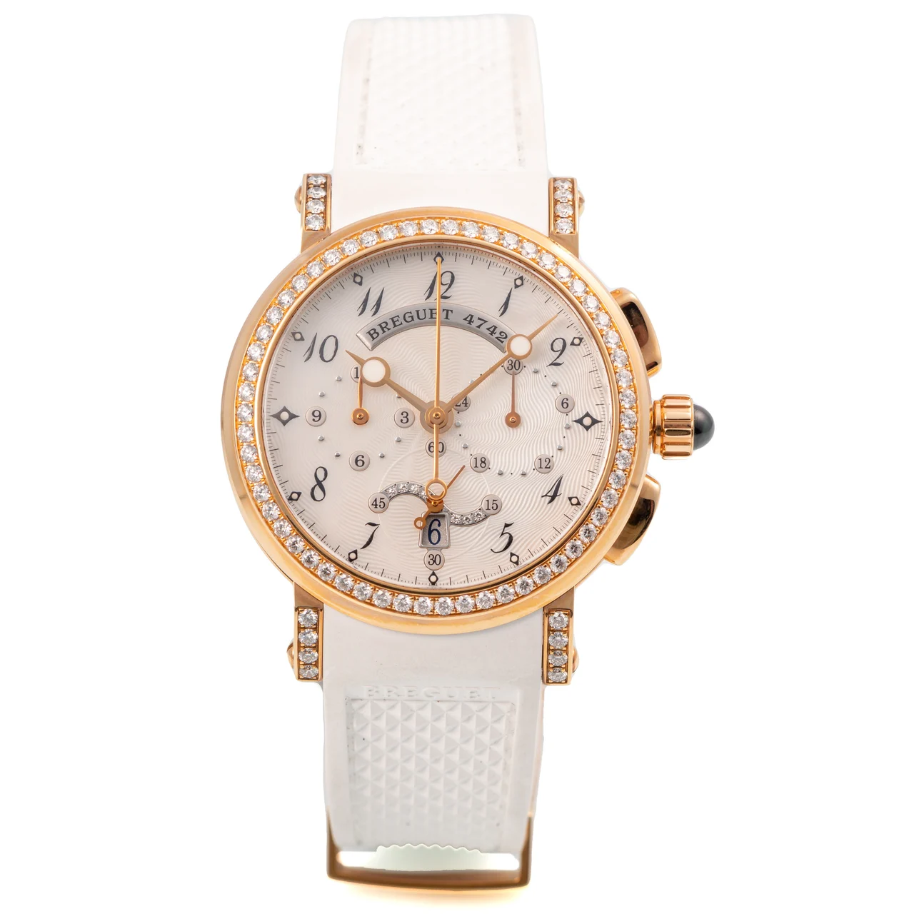 Breguet BREGUET, REF. 8828, MARINE CHRONOGRAPH, MOTHER-OF-PEARL DIAL, DIAMOND BEZEL AND LUGS, PINK GOLD kol saati