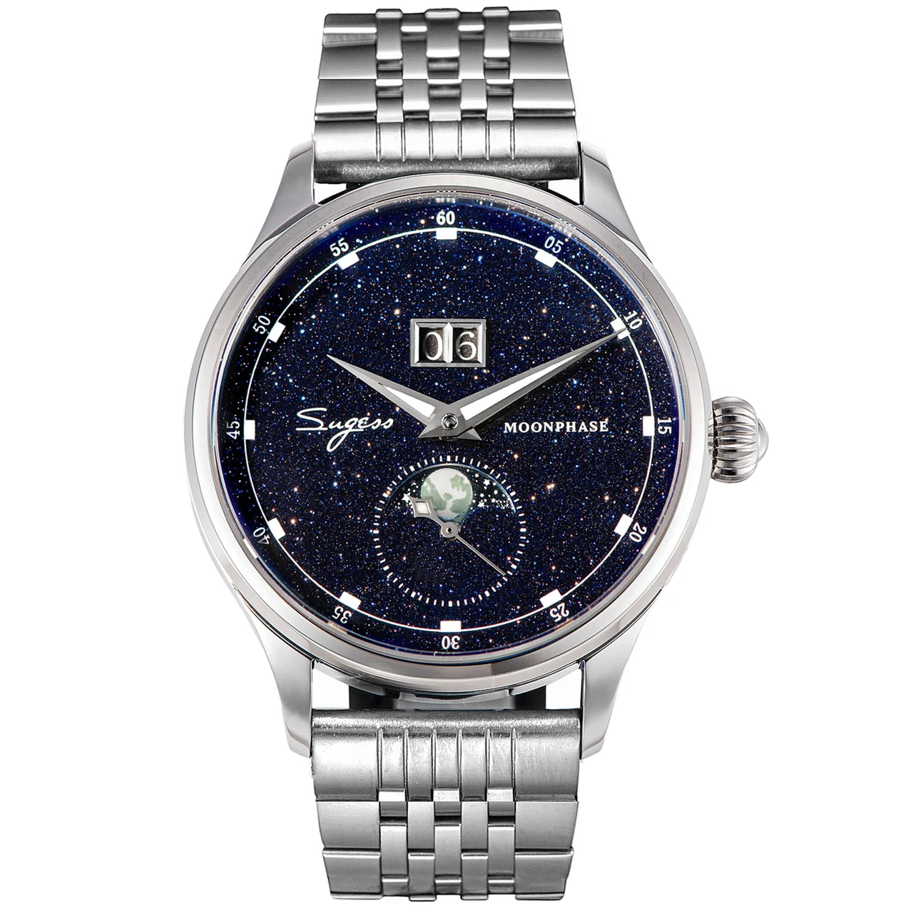 Sugess SUGESS标 钢带 2528 藍砂石 SUGESS标 钢带 41 mm kol saati
