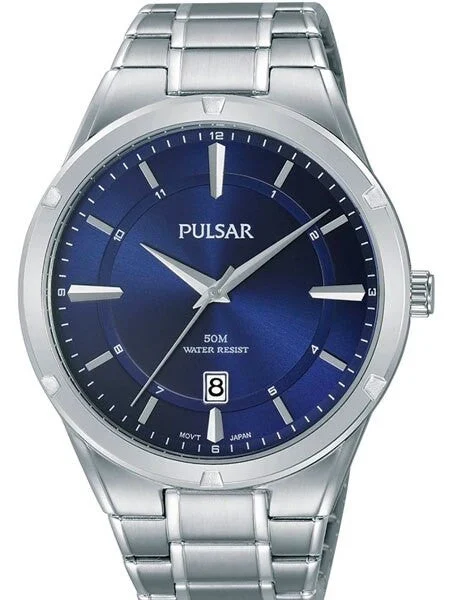 Pulsar Quartz Watch with 42mm Case and Radiant Blue Dial #PS9521 kol saati