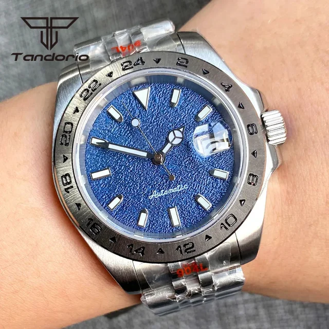 Tandorio Diver TD229S NH35 Automatic Blue Sterile Dial Date Sapphire 10Bar 24H Fixed Bezel