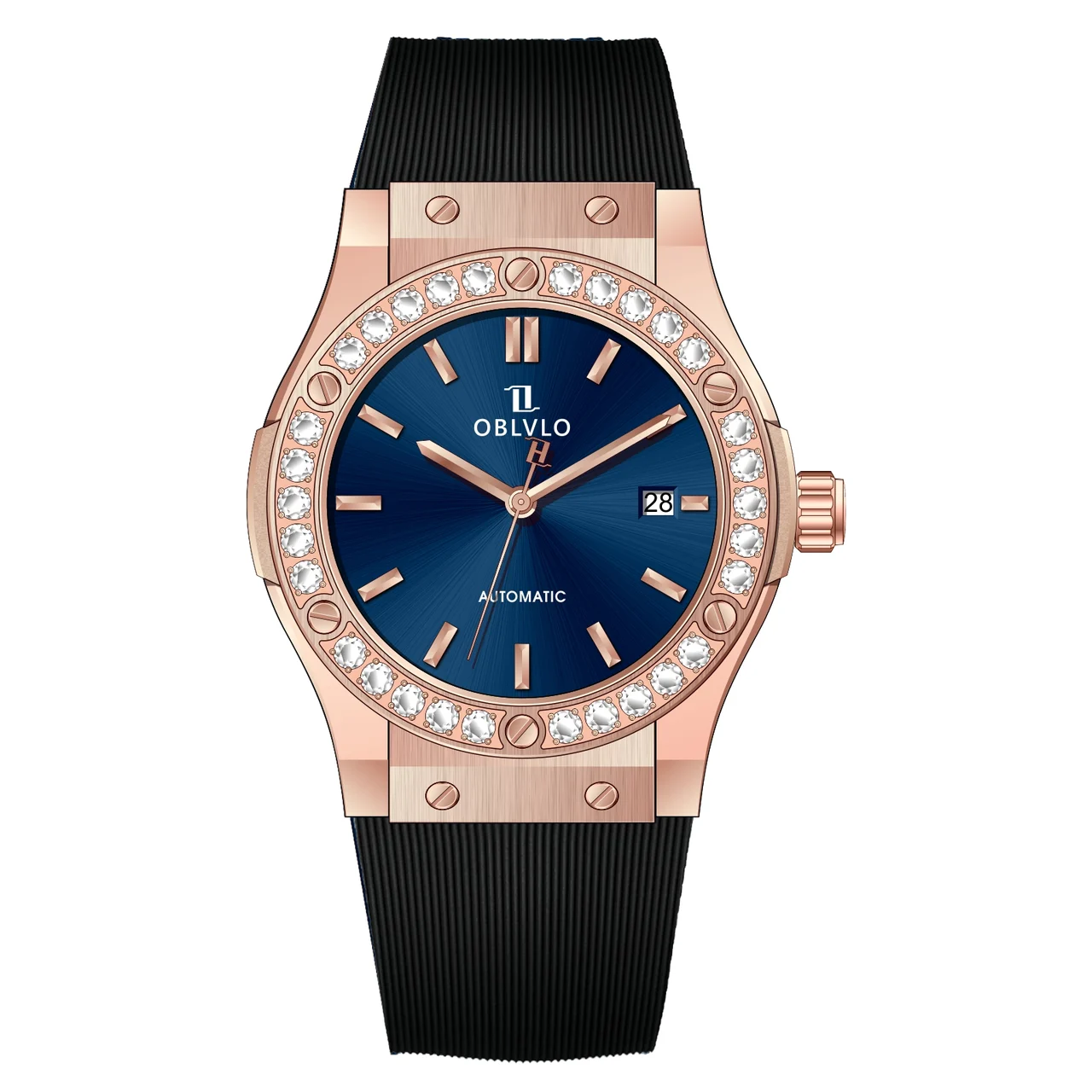 OBLVLO With Automatic ,Blue Dial HM-SIM-D-PLB HM Series,42mm,Rubber With Automatic ,Blue Dial HM-SIM-D-PLB 42 mm kol saati