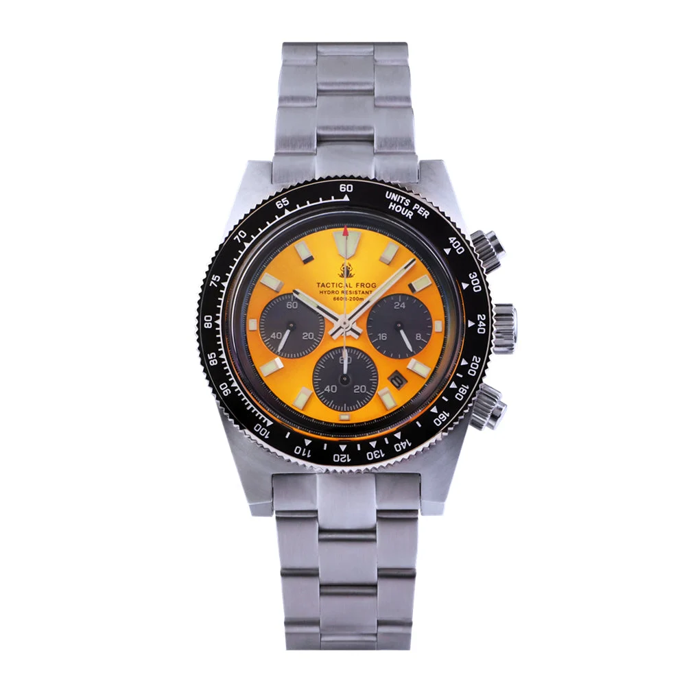 Heimdallr Tactical Frog VS75 Solar 62MAS Chronograph Watch 战术蛙新款-光动能元祖计时-银色太阳纹-725 49 mm kol saati