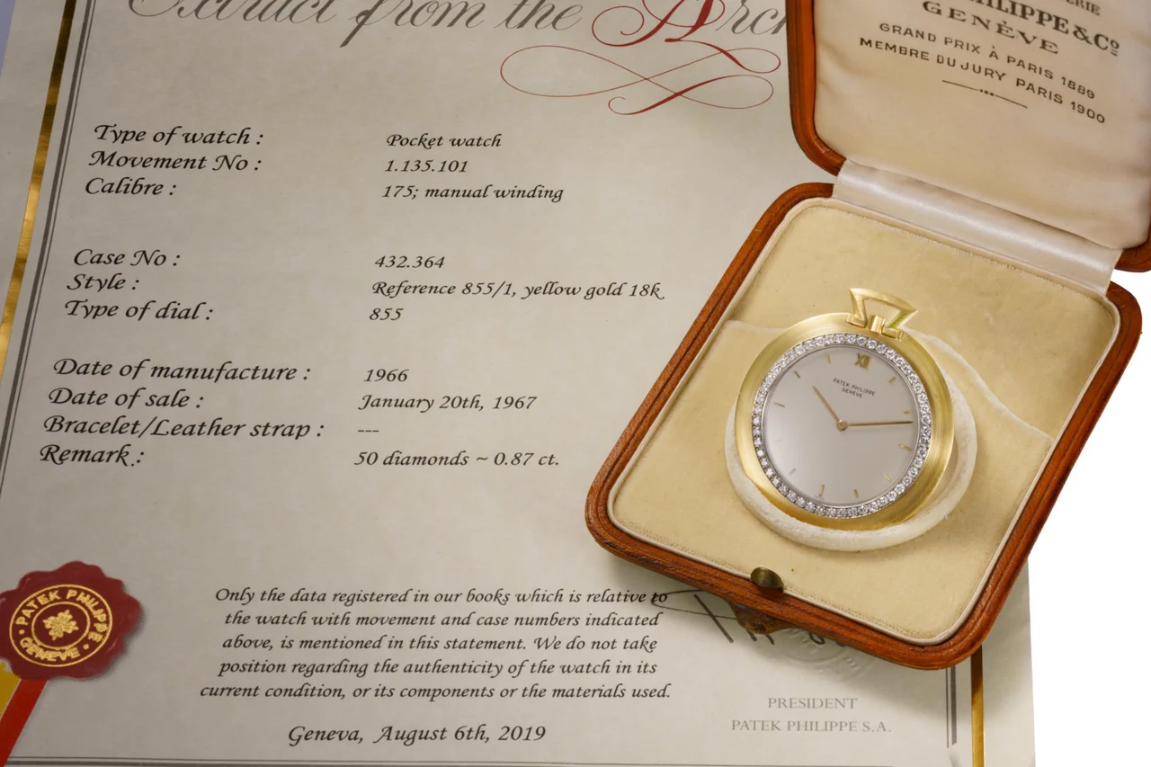 Patek Philippe PATEK PHILIPPE REF. 855/1, 18K YELLOW GOLD AND DIAMONDS kol saati