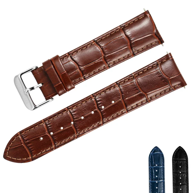 BERNY Genuine Leather Quick Release Square Scale Watch Strap LS18-BKBG-CSS kol saati