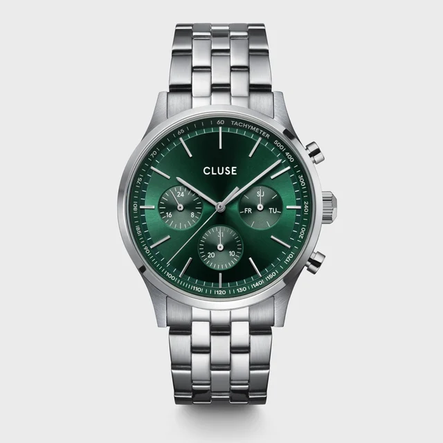 CLUSE Anthéor Multifunction Watch Steel Green, Silver Colour CW21002 kol saati