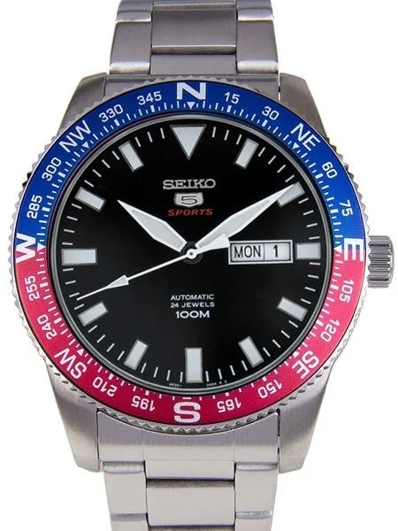 Seiko Scratch and Dent - 5 Sports 24-Jewel, Automatic with Rotating Compass Bezel #SRP661K