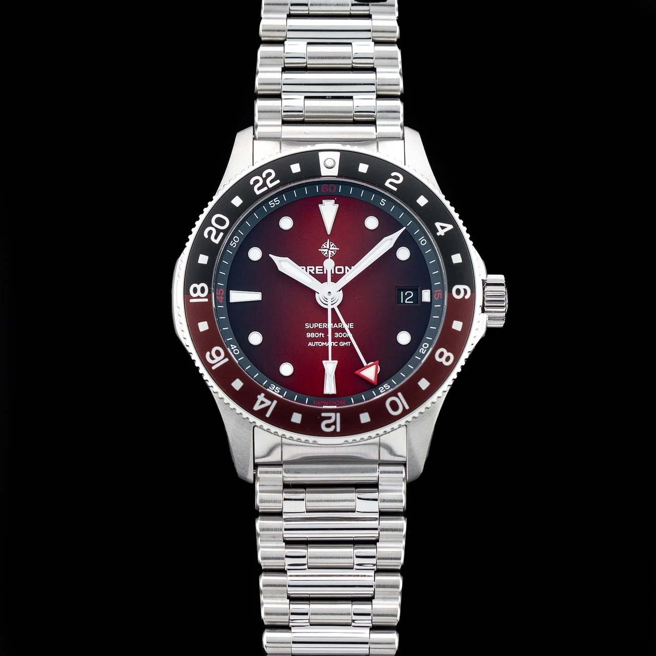Bremont Supermarine 300M GMT 'Ember' Red 210009N33184 40 mm kol saati