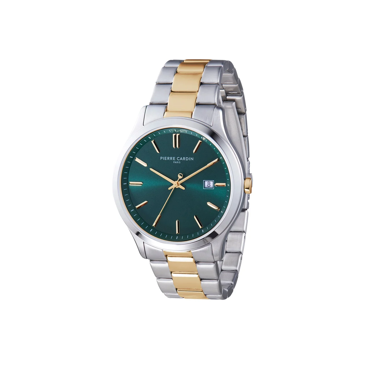 Épinettes Essential Two Tone Gold and Steel Watch with Green Dial and Metal Links Strap CQI.0009 42 mm kol saati