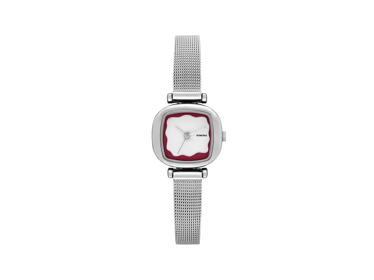 Komono Moneypenny Wave Royale Silver Maroon KOM-W1331 kol saati
