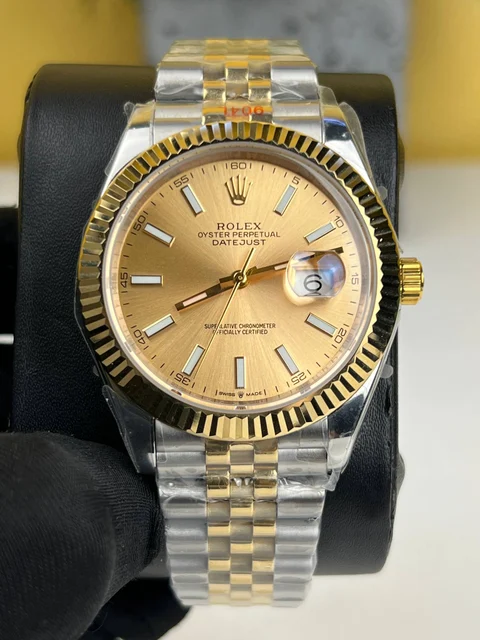 Rolex Date just Half Gold with Gold Dial Jubilee 41mm kol saati