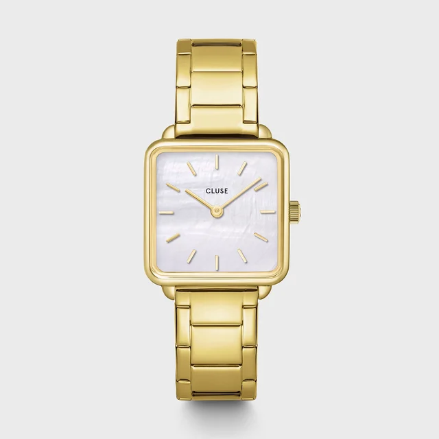 CLUSE Tétragone Watch Steel, White Pearl, Gold Colour CL60026S kol saati