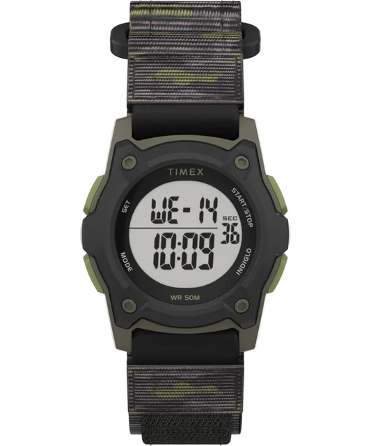 Timex TIME MACHINES® 35mm Green/Brown Camo Fast Wrap® Kids Digital Watch TW7C77500 kol saa