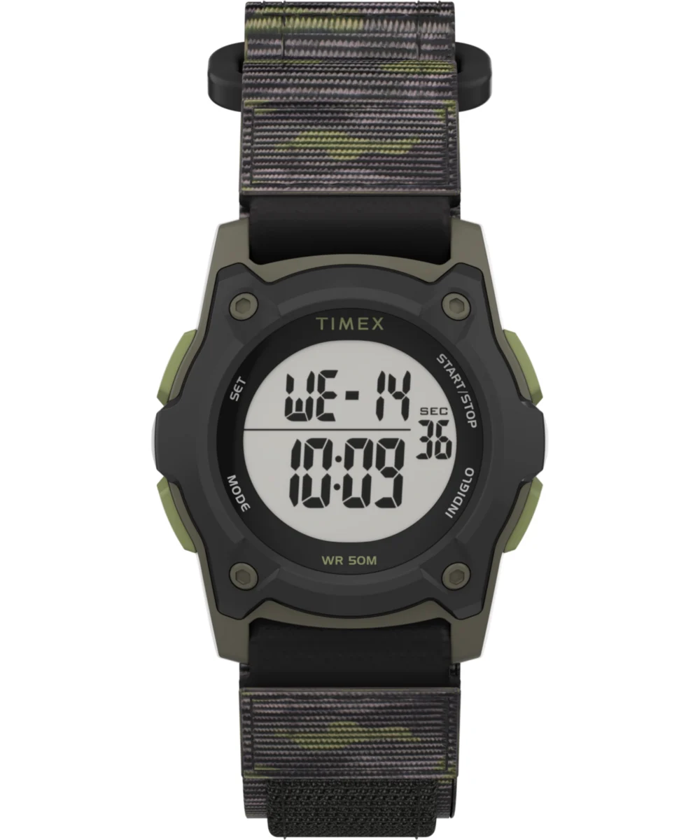 Timex TIME MACHINES® 35mm Green/Brown Camo Fast Wrap® Kids Digital Watch TW7C77500 35 mm kol saati