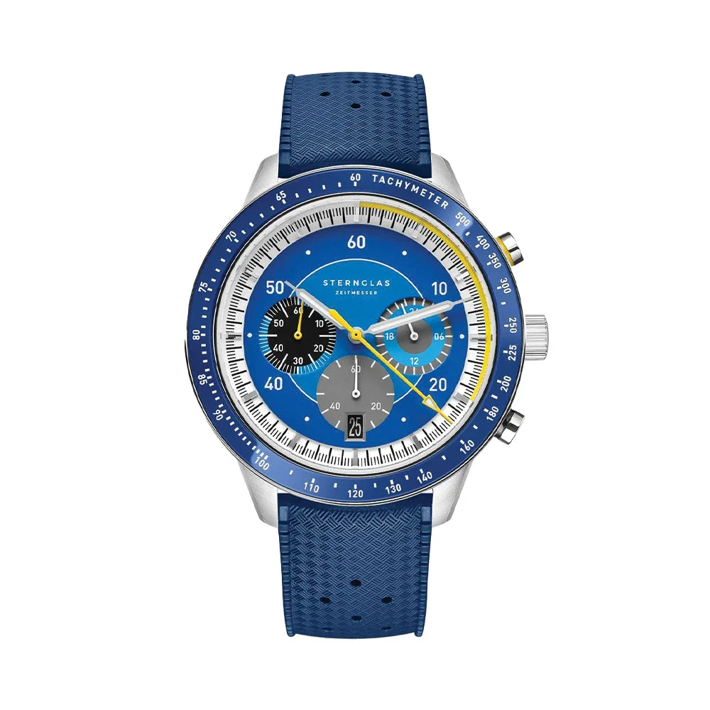 Sternglas Tachymeter 2.0 Quartz 44mm - Blue on Rubber Strap S01-TM06-KA05 44 mm kol saati