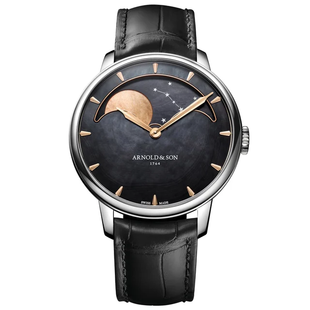 Arnold & Son Perpetual Moon Steel 41.5 Black Dial Red MOP 1GLBS.M02A.C672S kol saati