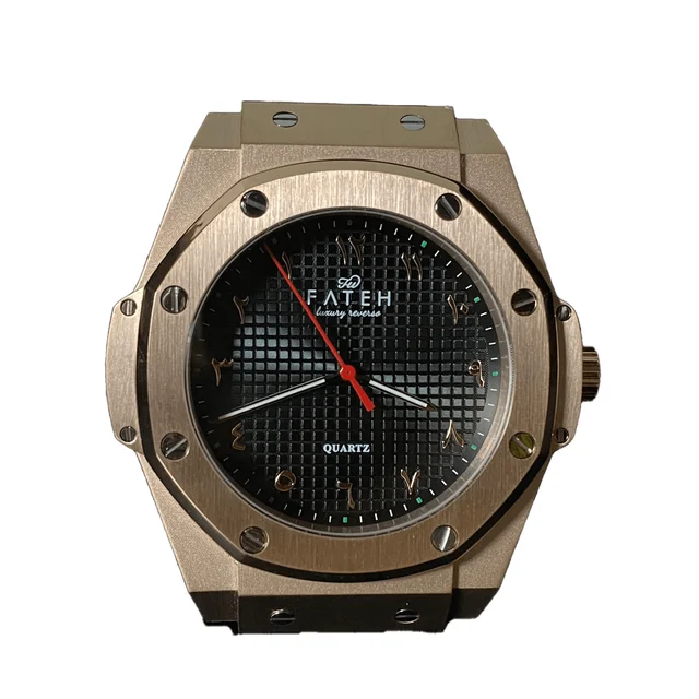 Fatehwatches Octagon Rose Gold Black kol saati