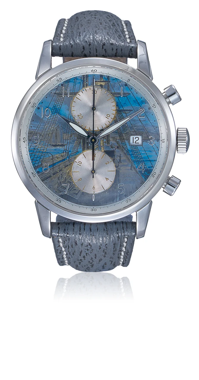 Zannetti - Zannetti - Ref. RM 859, chronograph, minute and hour recorders, date; “Sailing Dial”; stainless steel kol saati
