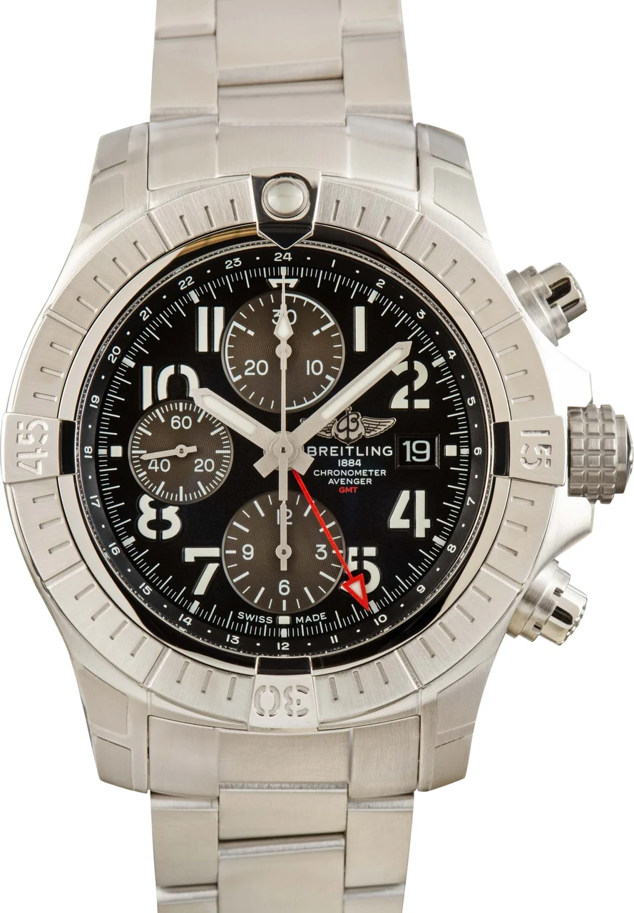 Breitling Avenger Chronograph GMT 45 Black Dial A24315101B1A1 45 mm kol saati