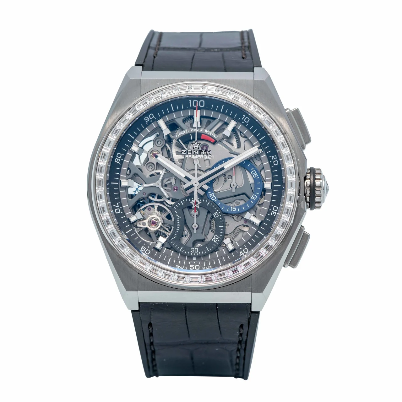 Zenith ZENITH, REF. 33.9000.9004, DEFY EL PRIMERO 21, SKELETON, BAGUETTE DIAMOND BEZEL, TITANIUM kol saati