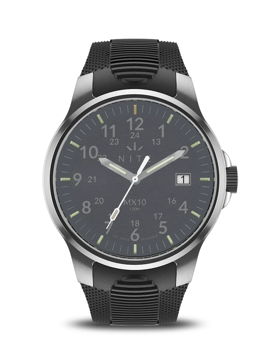 Nite Watches MX10STORMBLACKRUBBER 39 mm kol saati