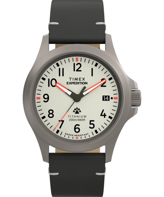 Timex Expedition Titanium 38mm Leather Strap Watch TW2W78200 kol saati