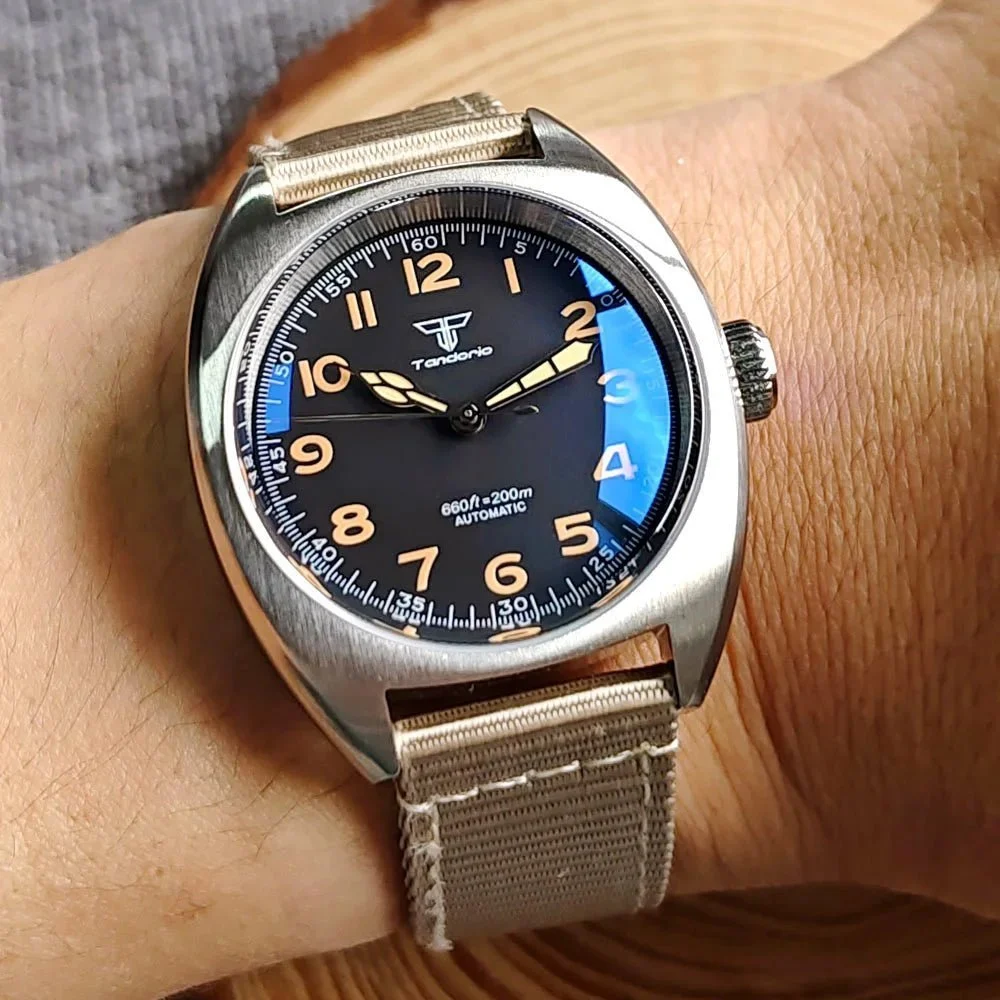 Tandorio Identity Crisis TD102k AR Double Domed Sapphire 36mm Military NH35A 20Bar 14:1254#orange A-logo 36 mm kol saati