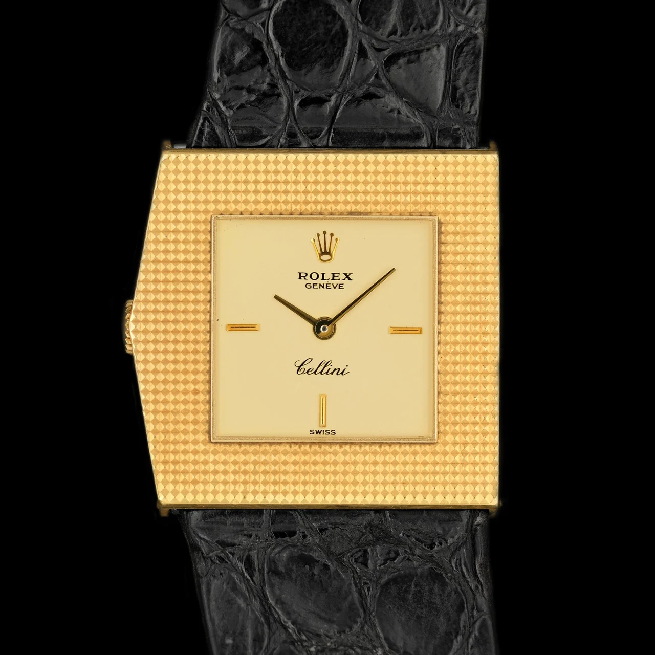 Rolex King Midas Cellini Hobnail ref.4126 from 1976 28 mm kol saati