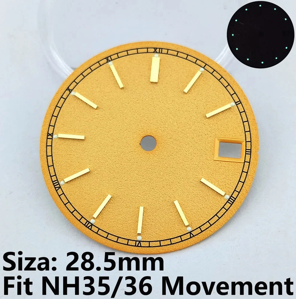 Tandorio Watches Dial NH35 Dial NH36 Gold Watch Dial Blue Dial Color Dial Luminous Dial LOGO Suitable For NH35/NH36 Movement 1005009920683253-NO.1 28.5 mm kol saati