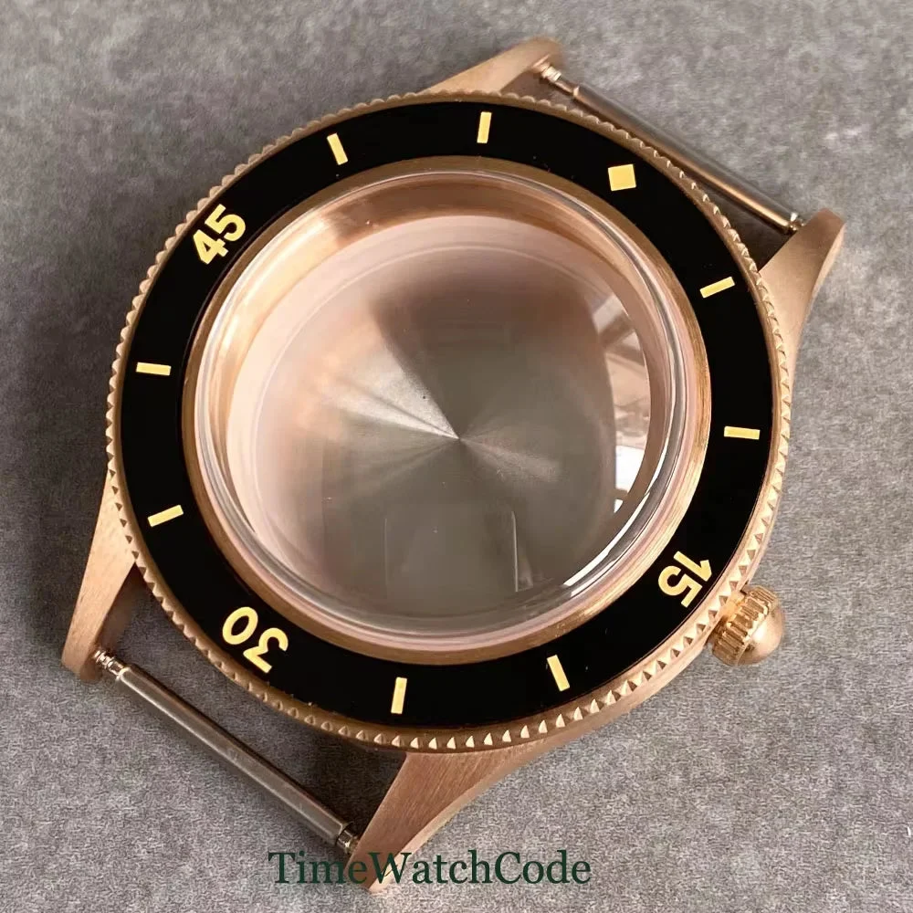 Tandorio Fifty FATHOMS Real Bronze Watch Case Fit NH34 NH35 NH36 NH38 NH70 NH72 ETA2824 PT5000 SW200 Bow Sapphire Glass 20BAR Sandblast 40mm 14:193#L brozne case;200000046:201720836#for NH35 NH36 40 mm kol saati