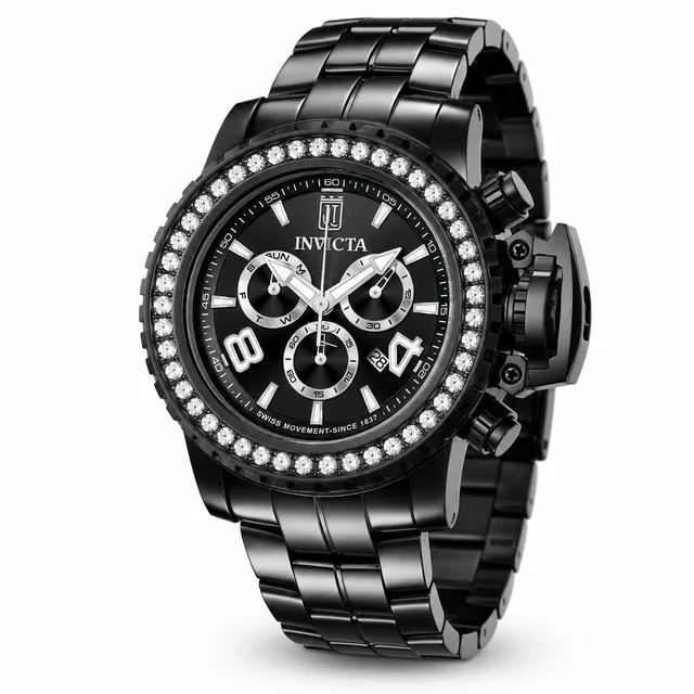 Invicta Diamond Swiss Ronda Z60 Caliber Watch - 58mm, Black (51324) kol saati