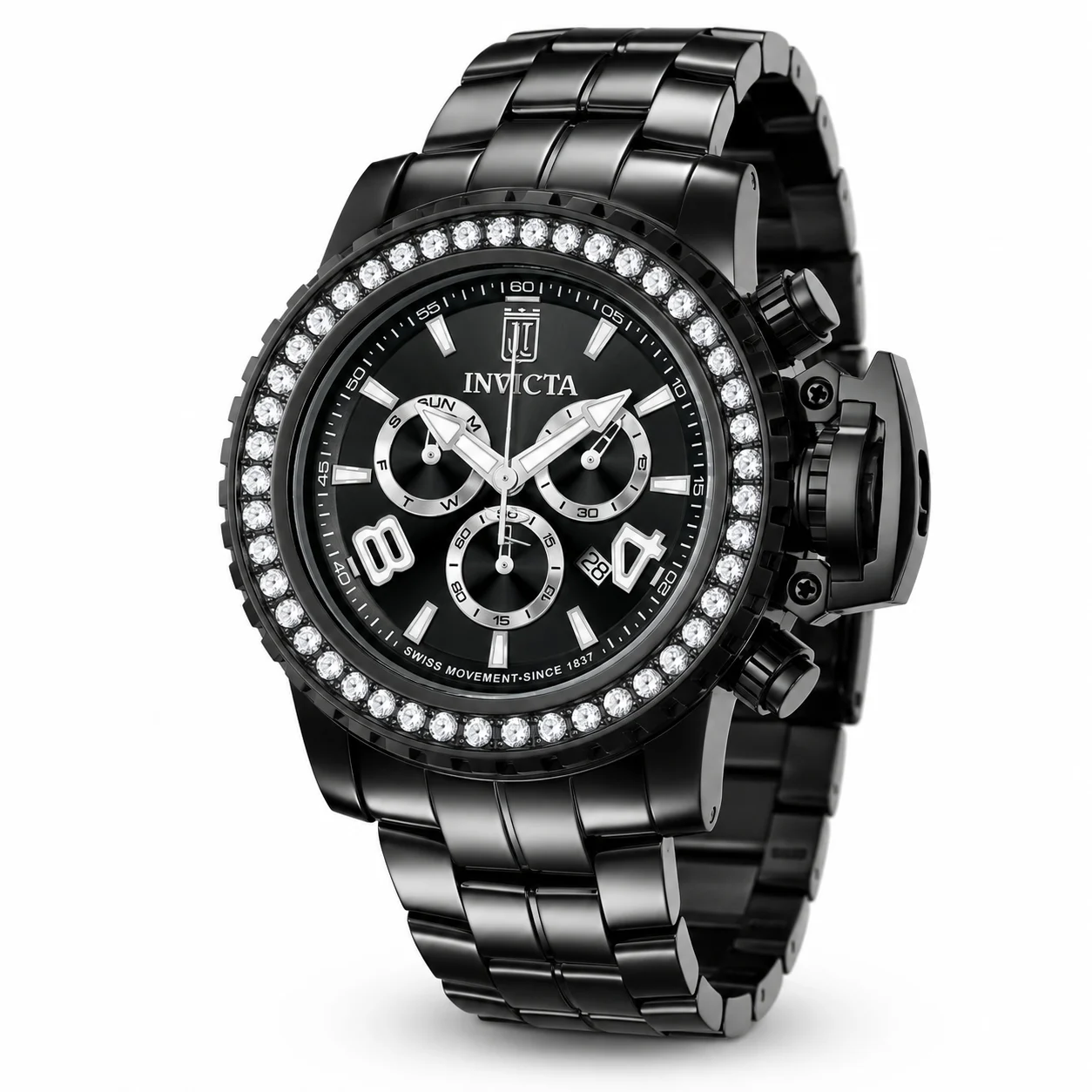Invicta Diamond Swiss Ronda Z60 Caliber Watch - 58mm, Black (51324) kol saati