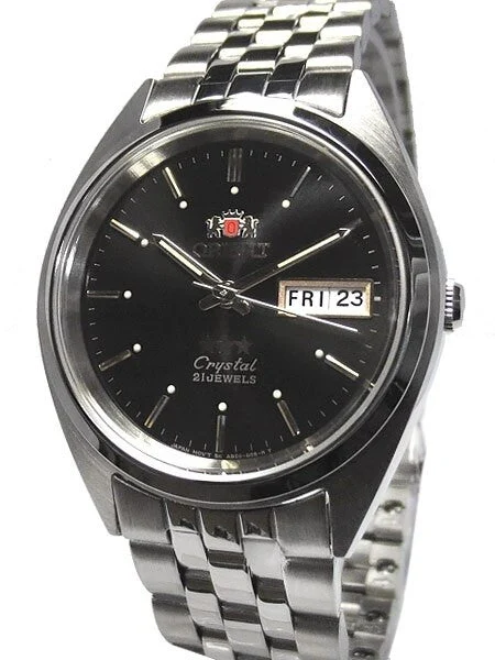 Orient Automatic Watch with Black Dial, Day-Date and SS Bracelet #AB0000AB 37 mm kol saati