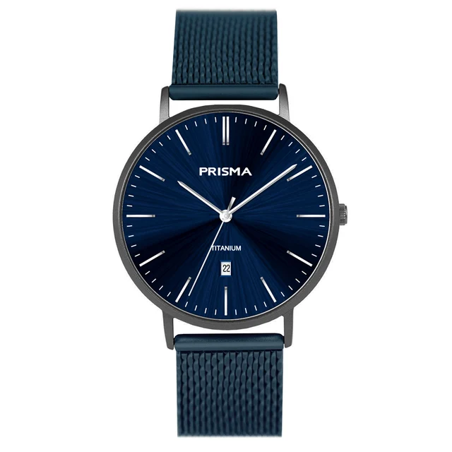 Prisma Men Titanium Blue Watch with Milanese Strap Prisma P.1488 Men Titanium Blue Watch w
