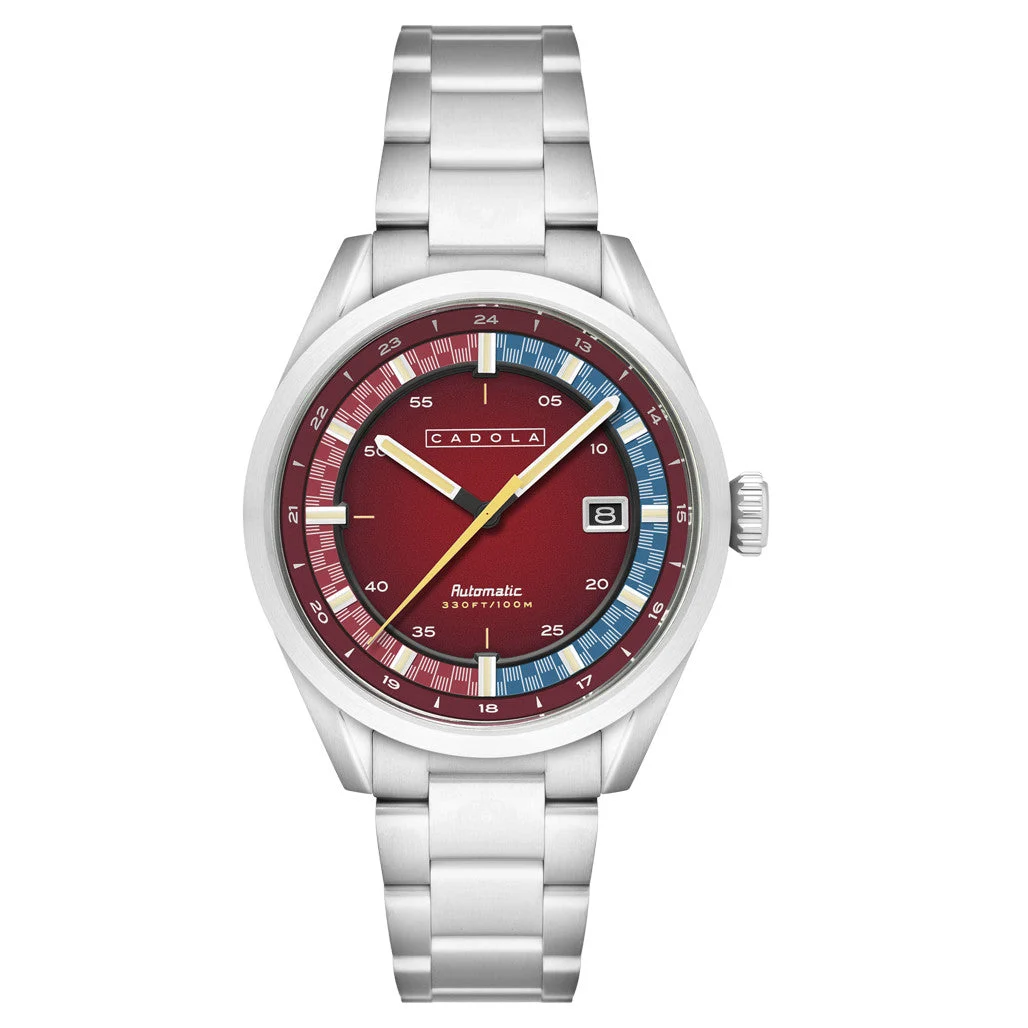 Cadola Paddock Automatic Watch with Deep Red Dial #CD-1037-55 43 mm kol saati